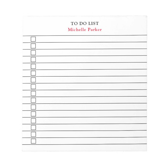 To Do List Plain Minimalist Modern Lined Paper Notepad Zazzle Com