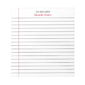 To Do List Plain Minimalist Modern Lined Paper Notepad by hizli_art at Zazzle