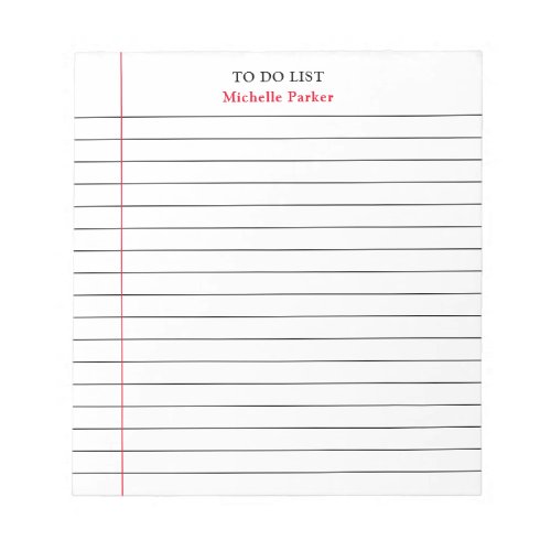 TO DO LIST Plain Minimalist Modern Lined Paper Notepad