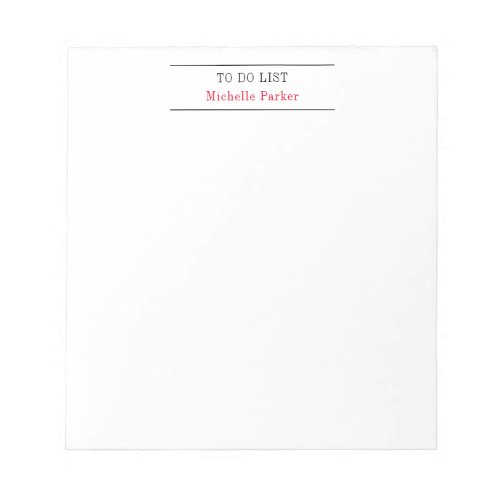 TO DO LIST Plain Minimalist Modern Notepad