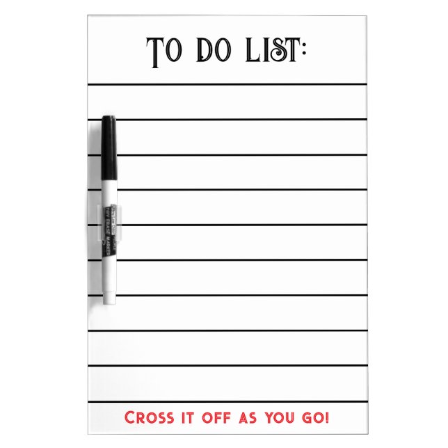 To Do List Planner Black Red  Dry Erase Board (Front)