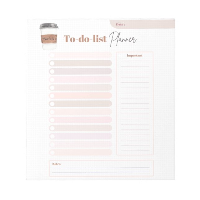 To Do List Planner Coffee Lovers Tear Away Notepad (Front)