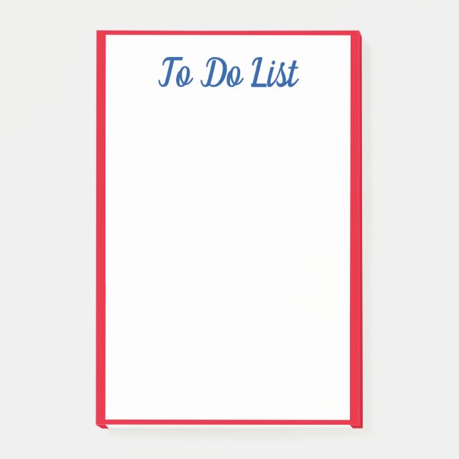 To Do List Red Bordered Edges Blue White Post-it Notes (Front)