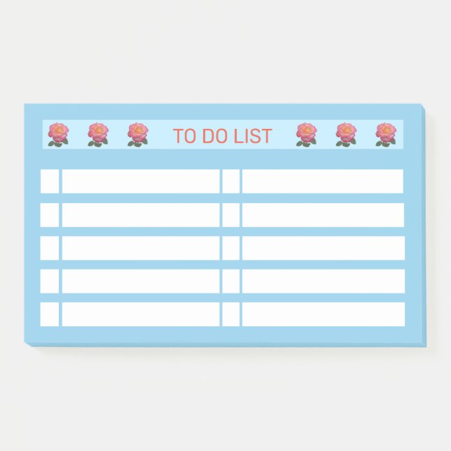 To Do List Roses on Turquoise & White Post-it Notes (Front)