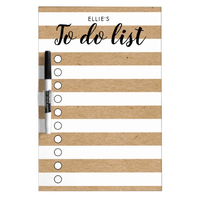 To-Do List Rustic Kraft Striped Dry Erase Board (Front)