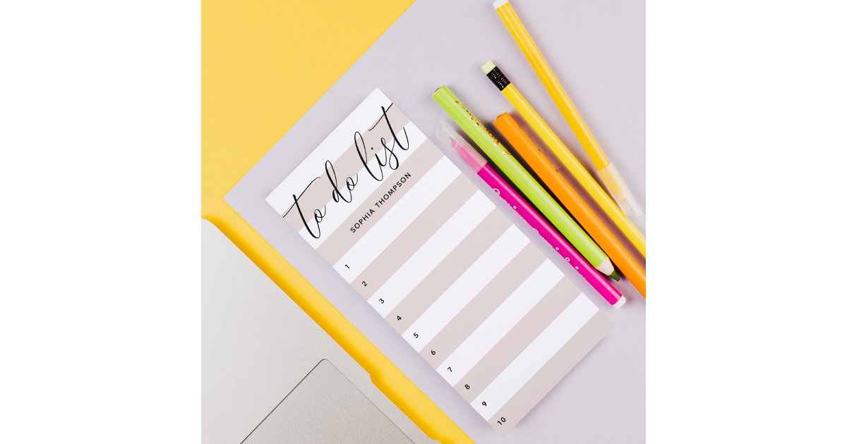 To Do List Script Stripes Blush Magnetic Notepad | Zazzle