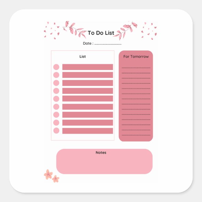 To-do list square sticker (Front)