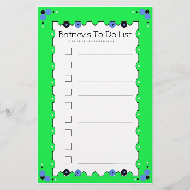 To Do List Stationary Stationery (Front)