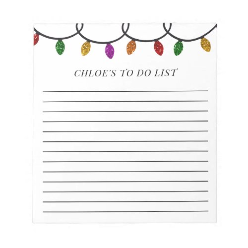 To Do List String of Lights Christmas Notepad