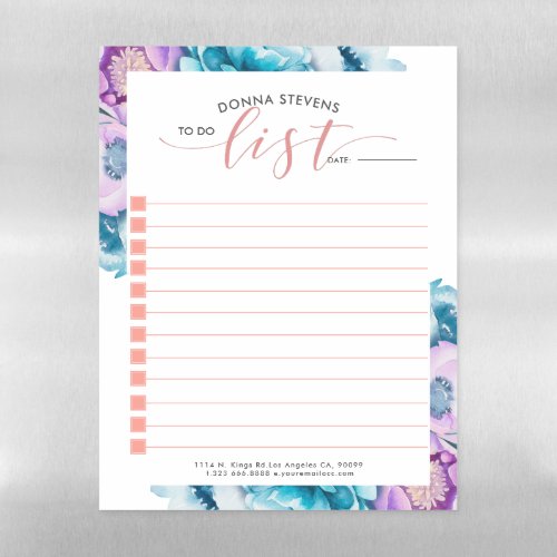 To do list typography watercolors boho flowers magnetic dry erase sheet