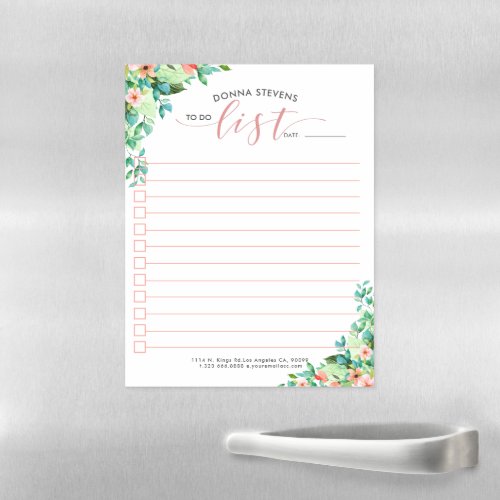 To do list typography watercolors island flowers magnetic dry erase sheet