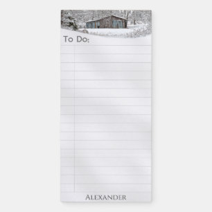 To Do List: Vintage Barn Rural Snow Scene Photo Magnetic Notepad