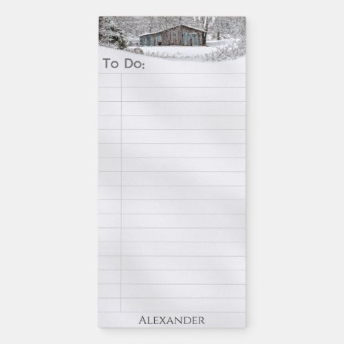 To Do List Vintage Barn Rural Snow Scene Photo Magnetic Notepad
