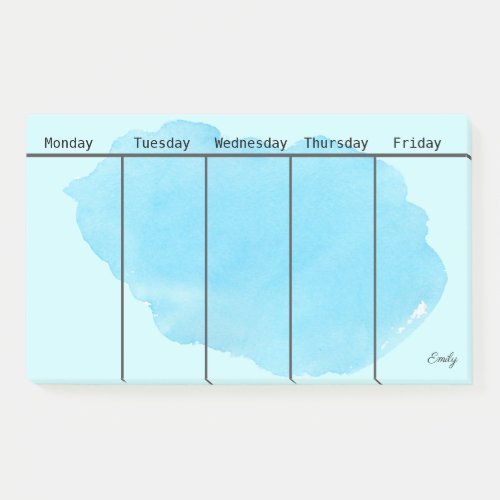 To Do List Watercolor Blue Add Name Large Post_it Notes