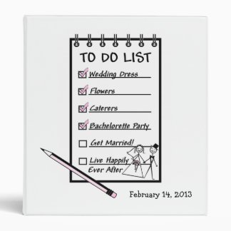 To Do List Wedding Planner 3 Ring Binder