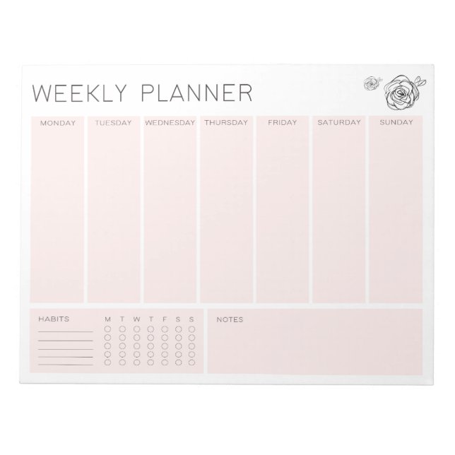 To Do List Weekly Planner Notepad Tear Away (Front)