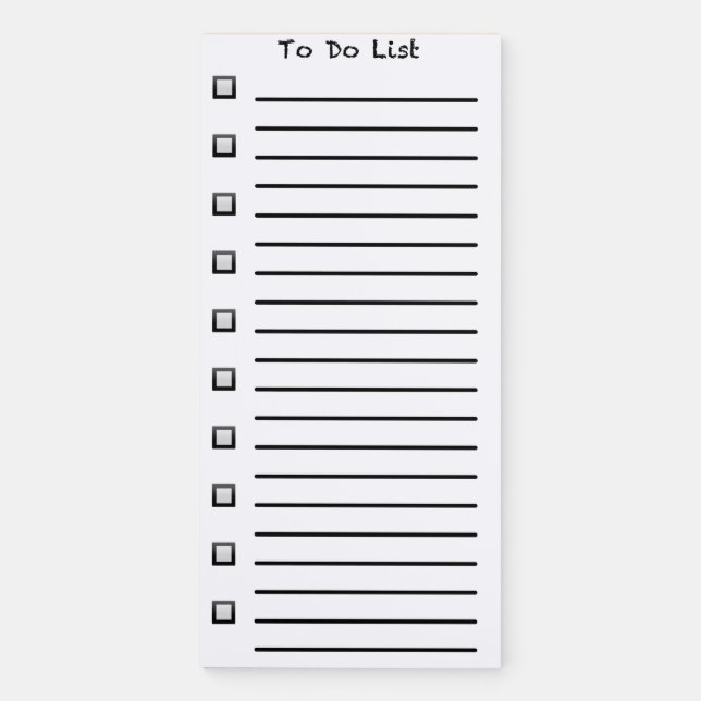 To Do List White Magnetic Notepad (Front)