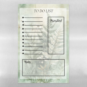 To-Do List with Ferns and Soft Green Botanical  Magnetic Dry Erase Sheet