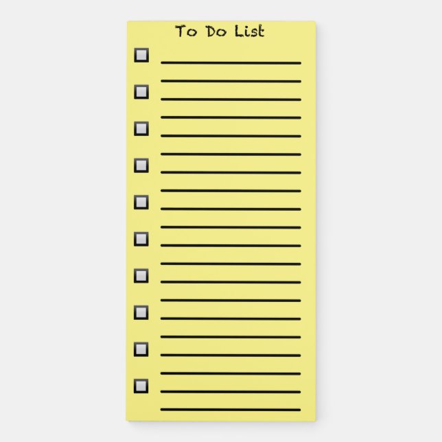 To Do List Yellow Magnetic Notepad (Front)