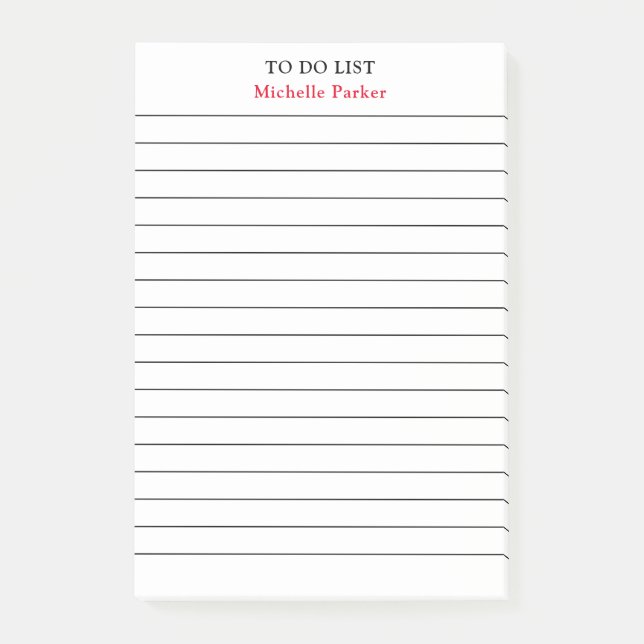 TO DO LIST Your Name Lined Paper Professional Post-it Notes (Front)