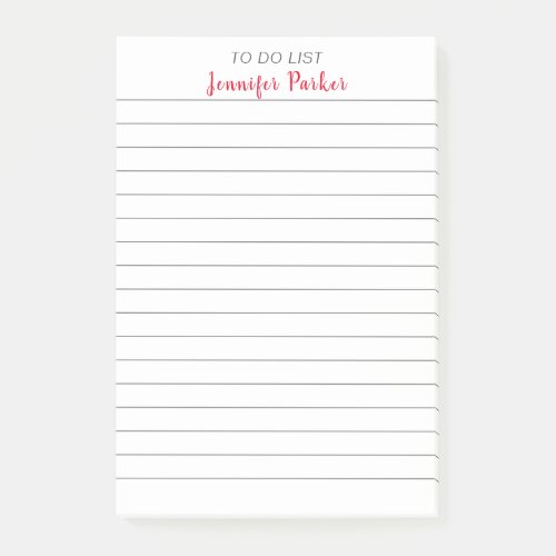 TO DO LIST Your Name Lined Paper Professional Post_it Notes