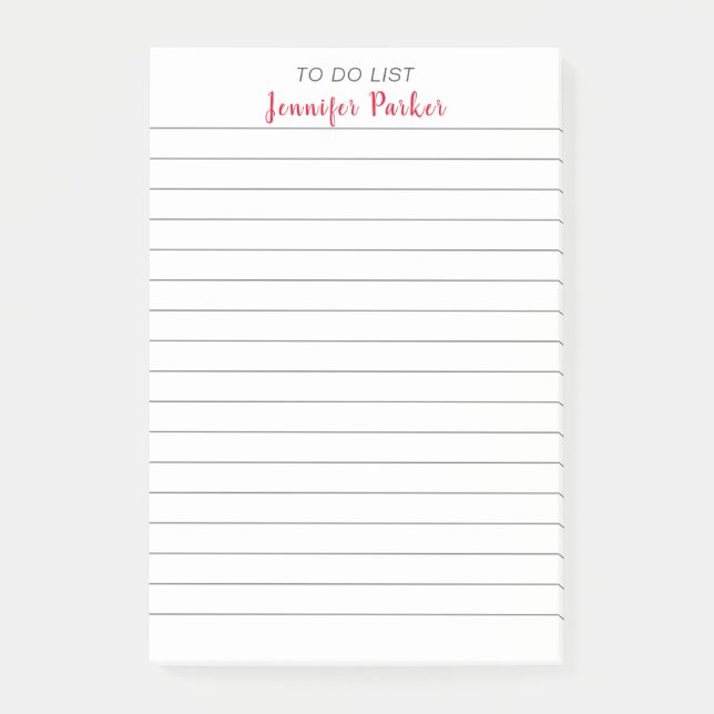 TO DO LIST Your Name Lined Paper Professional Post-it Notes (Front)