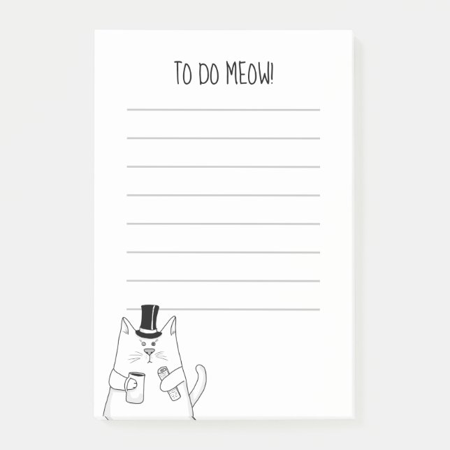 To Do MEOW! / Funny Cat Drawing/ To Do List Post-it Notes (Front)