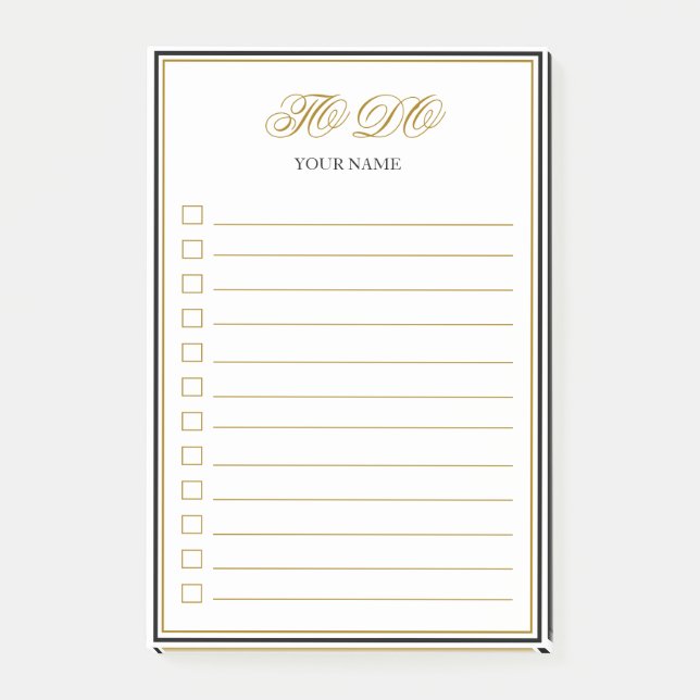 To Do Personalized Gold Script Post-It Notes (Front)