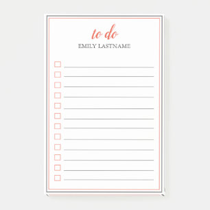 To Do Personalized Orange Grey Post-It Notes