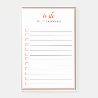 To Do Personalized Orange Grey Post-It Notes
