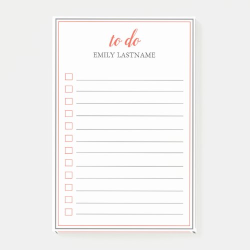 To Do Personalized Orange Grey Post_It Notes
