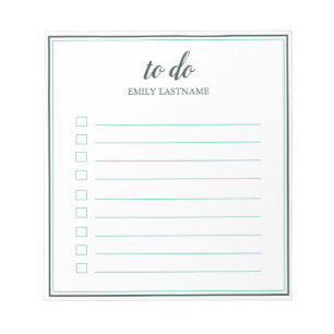 To Do Personalized with Border Teal Aqua Notepad