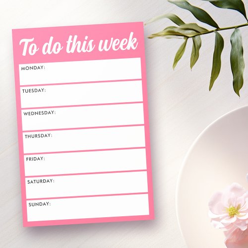 To do this week pink weekly planner post_it notes
