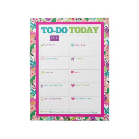 To-do Today - Bright Floral Notepad