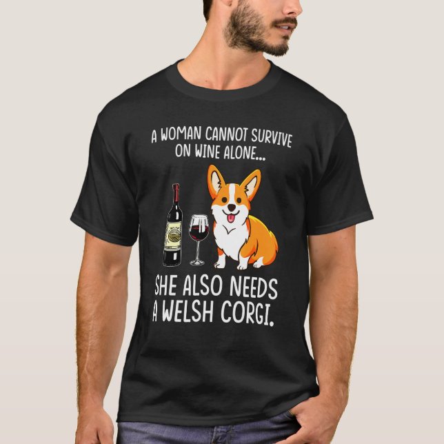 To Drink Wine Welsh Corgi Corgi T-Shirt (Front)