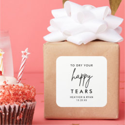 To Dry Your Happy Tears Wedding Tissue Packet Square Sticker
