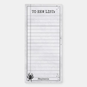To EEW List: Black Spider Silhouette Gray BG Magnetic Notepad