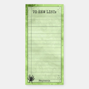 To EEW List: Black Spider Silhouette Green BG Magnetic Notepad