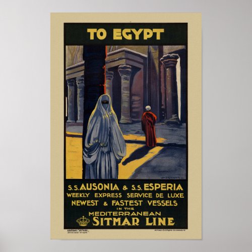 To Egypt Vintage Travel Poster 1928