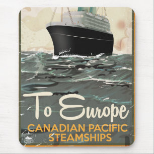 To Europe Vintage Canadian Travel poster Mouse Pad