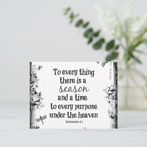 To everything there is a season Bible Verse Postcard | Zazzle