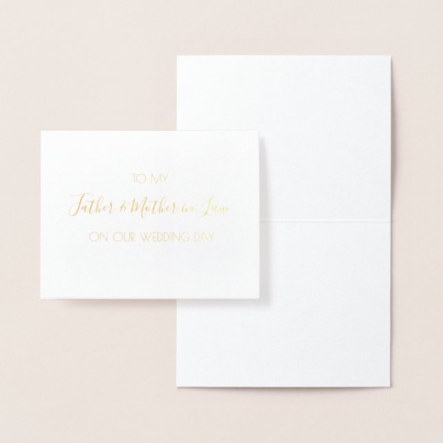 TO FATHER & MOTHER IN LAW | On Our Wedding Day Foil Card (Display)