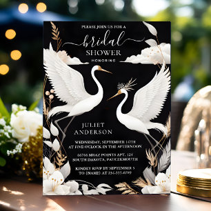 To Feather Asian Sky Cloud Crane Fun Bridal Shower Invitation