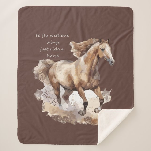 To Fly Without Wings Just Ride a Horse Sherpa Blanket (Front)