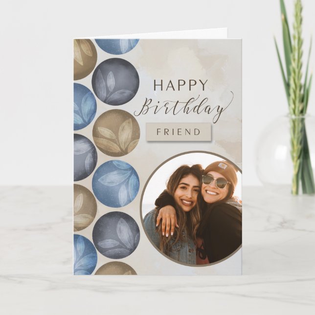 To Friend Happy Birthday Watercolor Photo Card (Front)