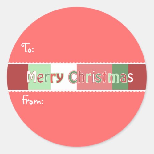 To  From  Christmas Sticker  You Choose Color