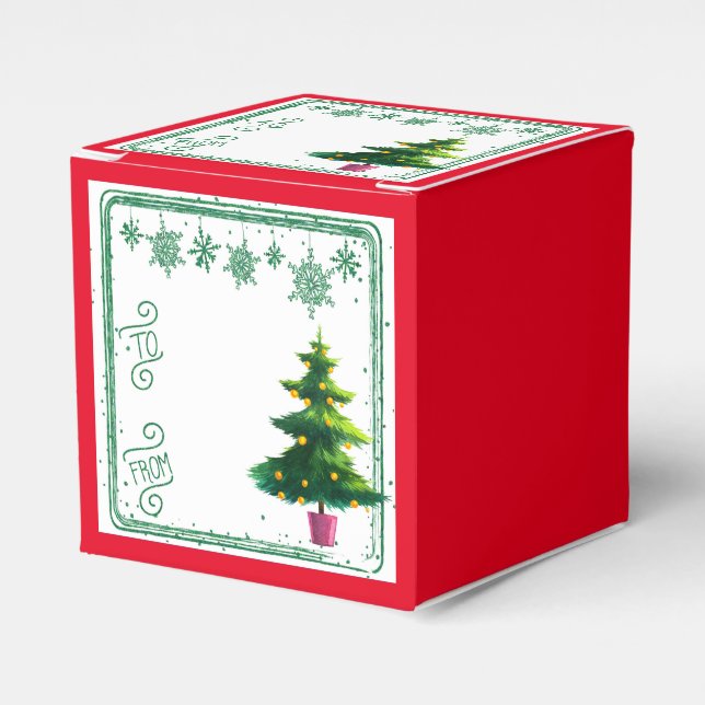 To From Christmas Tree Gift Favor Boxes (Front Side)