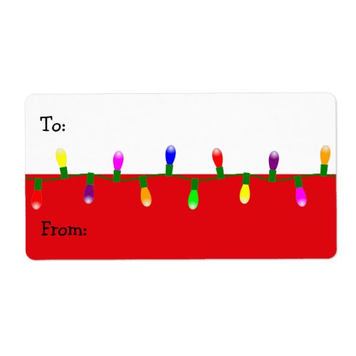 To From Christmas Tree String of Lights Gift Tag