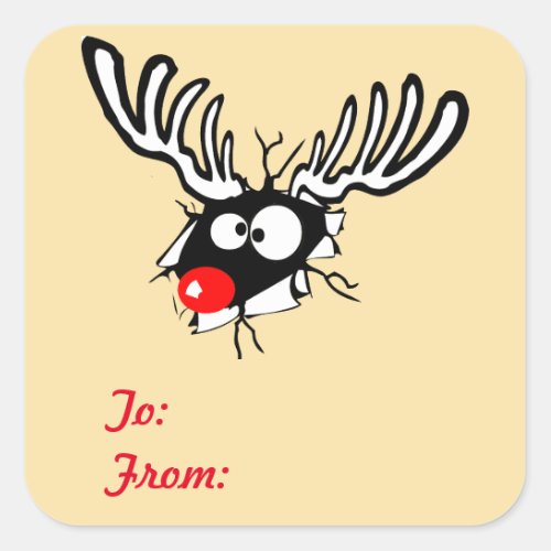 ToFrom Crazy Red Nosed Reindeer Gift Tag