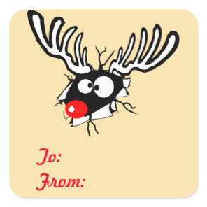 To:/From: Crazy Red Nosed Reindeer Gift Tag